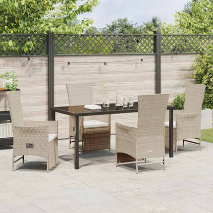 Have Spisebordssæt med pude 5 pcs Beige polyrattan