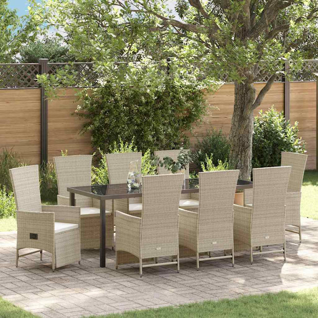 Have Spisebordssæt 9 stk. Beige polyrattan