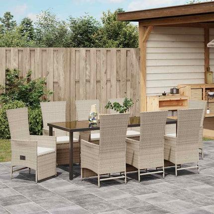 Have Spisebordssæt med pude 9 pcs Beige polyrattan