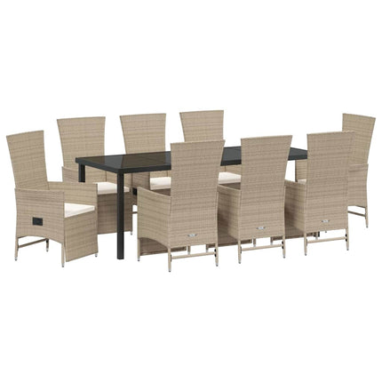 Have Spisebordssæt med pude 9 pcs Beige polyrattan