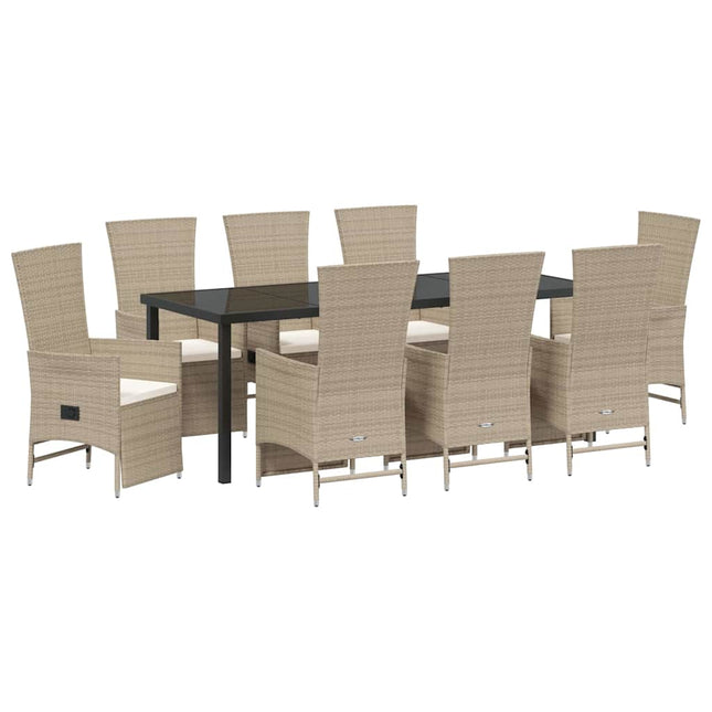 Have Spisebordssæt 9 stk. Beige polyrattan