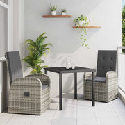Have Spisebordssæt med pude 3 pcs Grå polyrattan