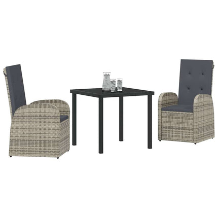 Have Spisebordssæt med pude 3 pcs Grå polyrattan