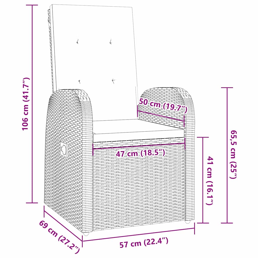Have Spisebordssæt med pude 3 pcs Grå polyrattan