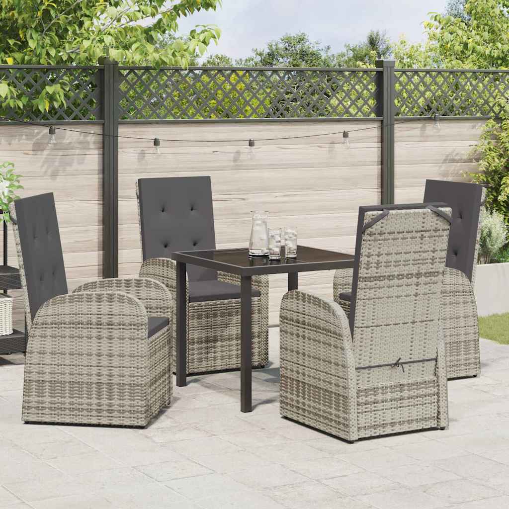 Have Spisebordssæt med pude 5 pcs Grå polyrattan
