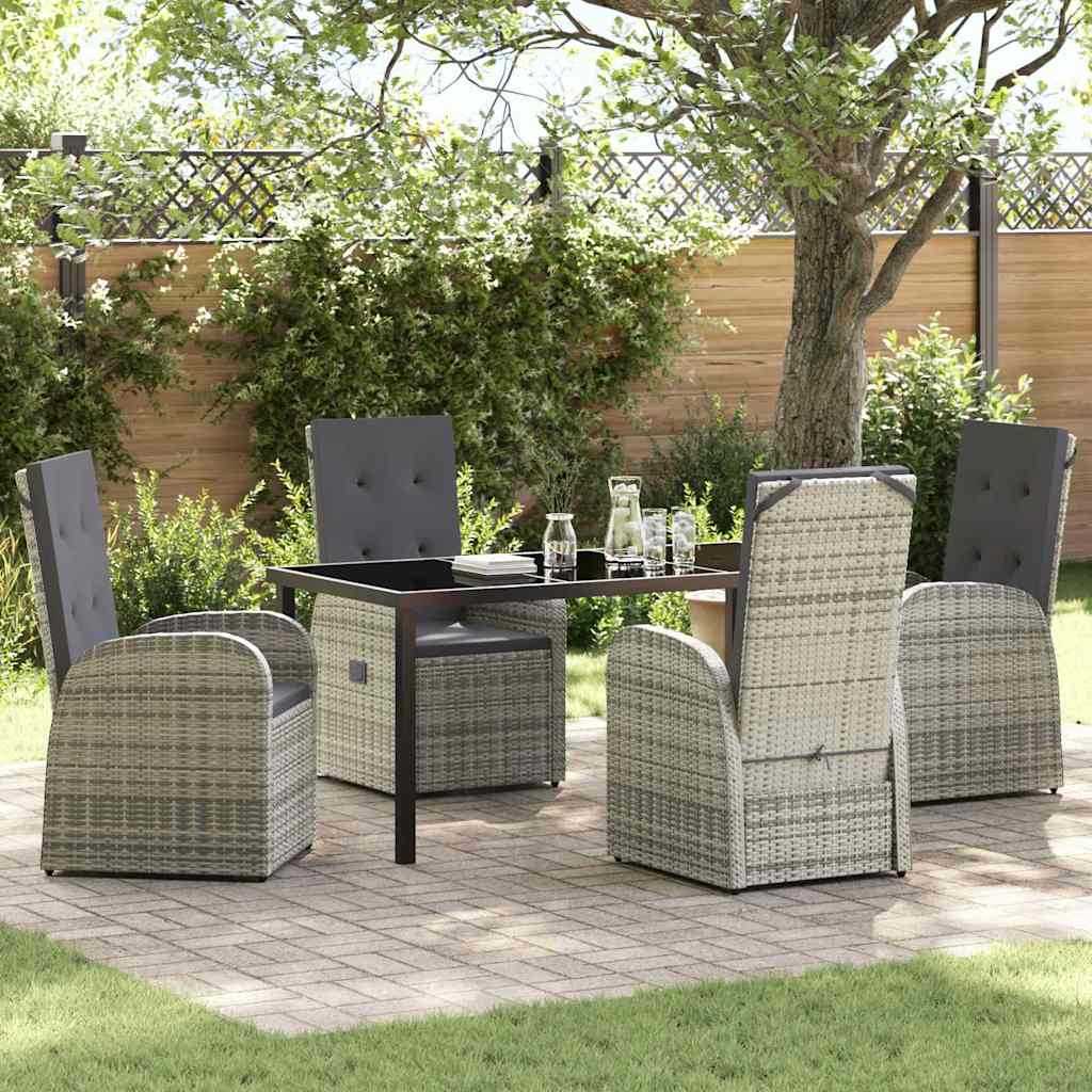 Have Spisebordssæt med pude 5 pcs Grå polyrattan
