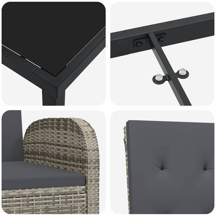 Have Spisebordssæt med pude 7 pcs Grå polyrattan