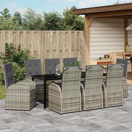 Have Spisebordssæt med pude 9 pcs Grå polyrattan