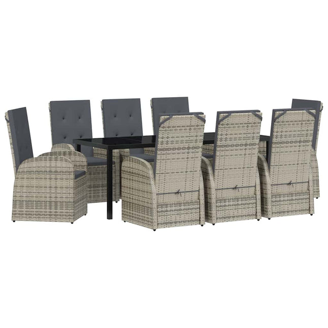 Have Spisebordssæt 9 stk. Grå polyrattan