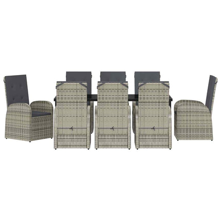 Have Spisebordssæt med pude 9 pcs Grå polyrattan