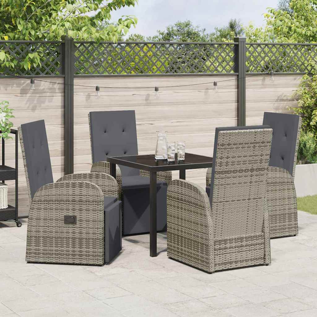 Have Spisebordssæt med pude 5 pcs Grå polyrattan
