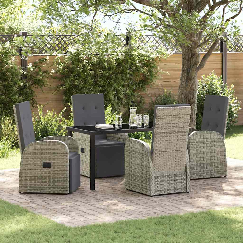Have Spisebordssæt med pude 5 pcs Grå polyrattan