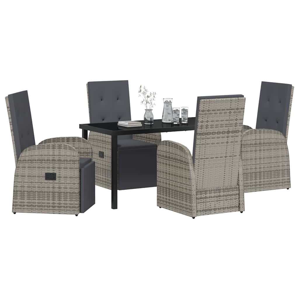 Have Spisebordssæt med pude 5 pcs Grå polyrattan