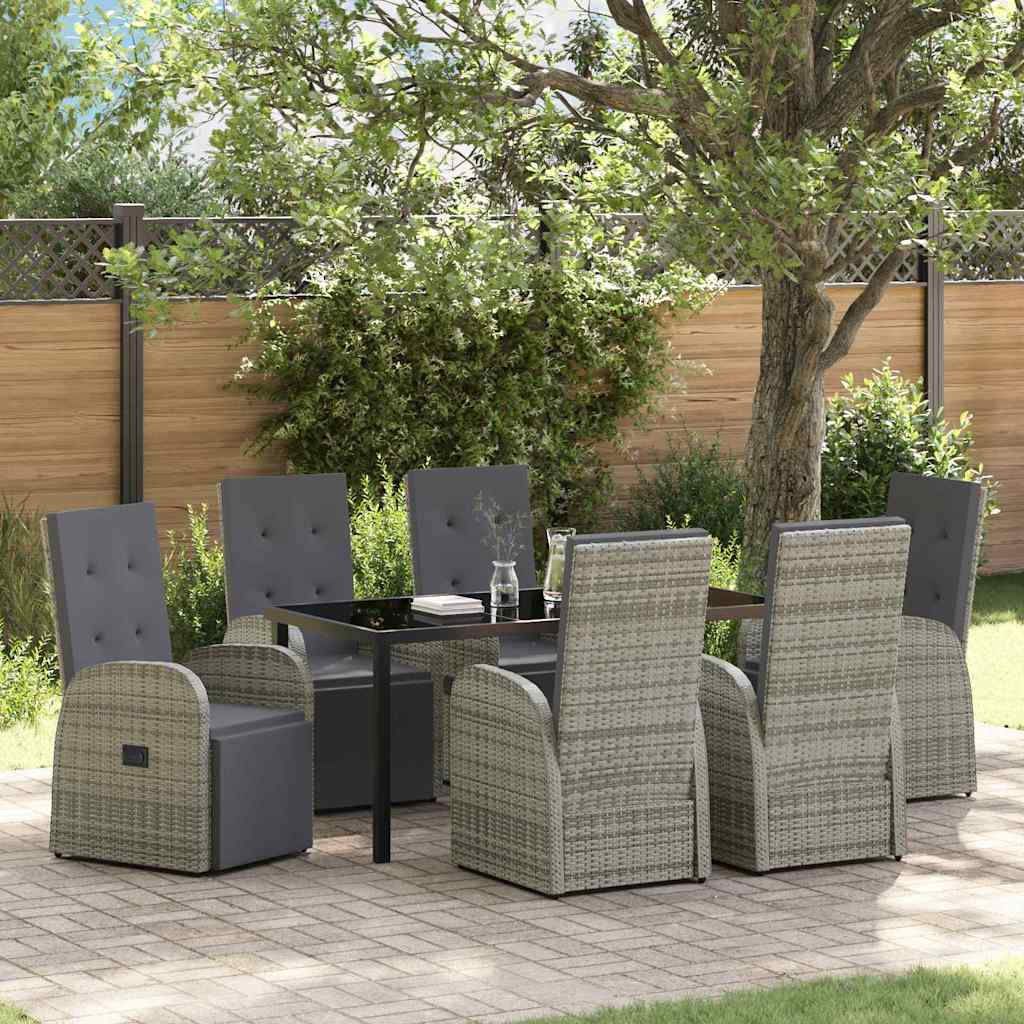 Have Spisebordssæt med pude 7 pcs Grå polyrattan