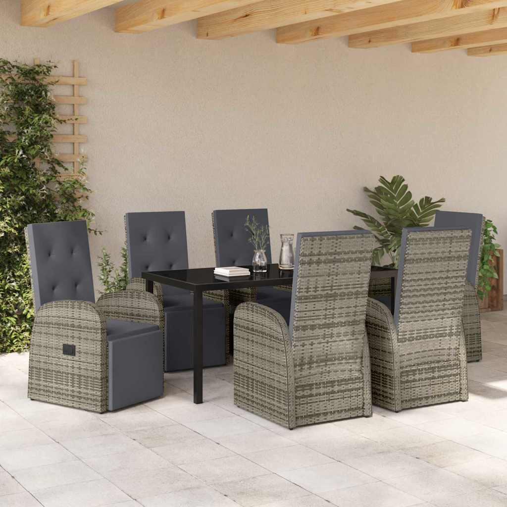 Have Spisebordssæt med pude 7 pcs Grå polyrattan