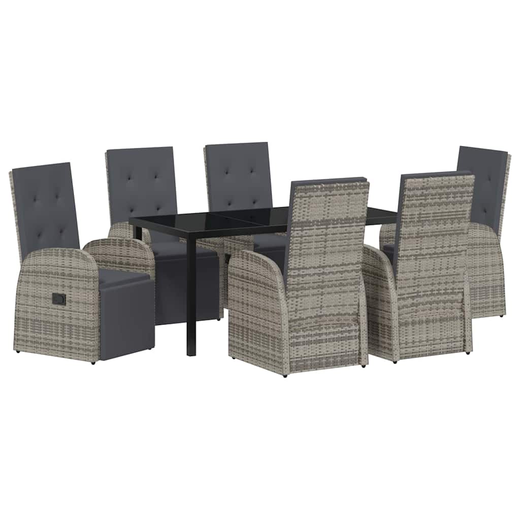 Have Spisebordssæt med pude 7 pcs Grå polyrattan
