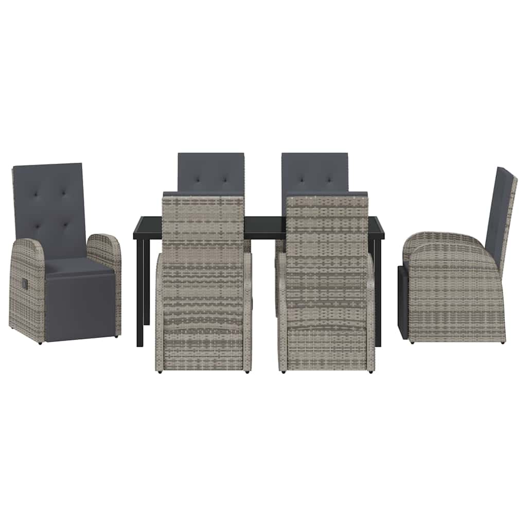 Have Spisebordssæt med pude 7 pcs Grå polyrattan