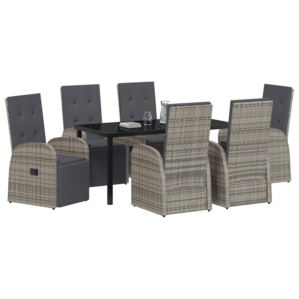 Have Spisebordssæt med pude 7 pcs Grå polyrattan