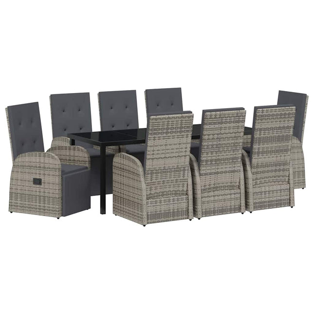 Have Spisebordssæt 9 stk. Grå polyrattan