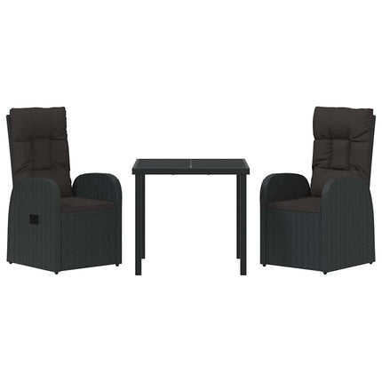 Have Spisebordssæt med pude 3 pcs Sort polyrattan