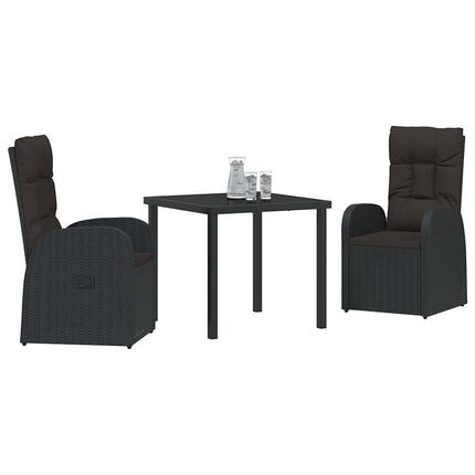 Have Spisebordssæt med pude 3 pcs Sort polyrattan