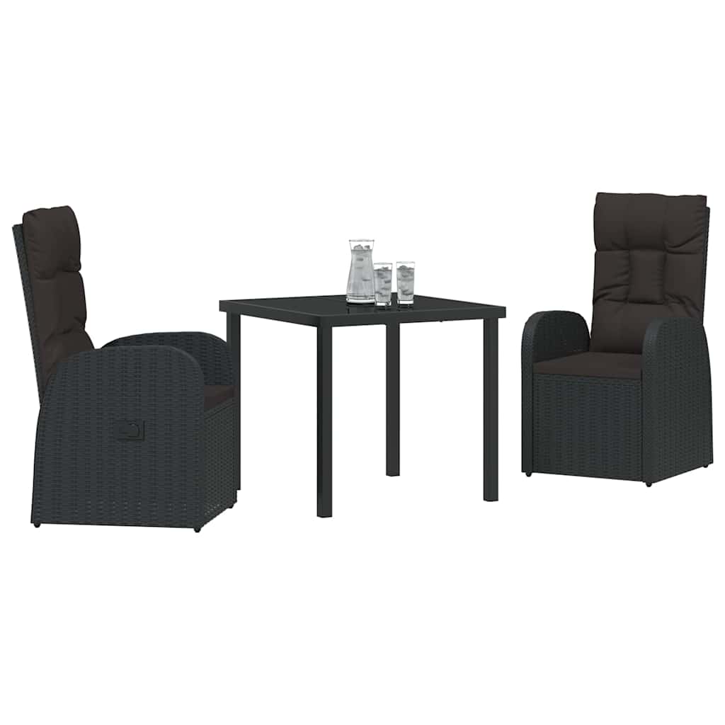 Have Spisebordssæt med pude 3 pcs Sort polyrattan