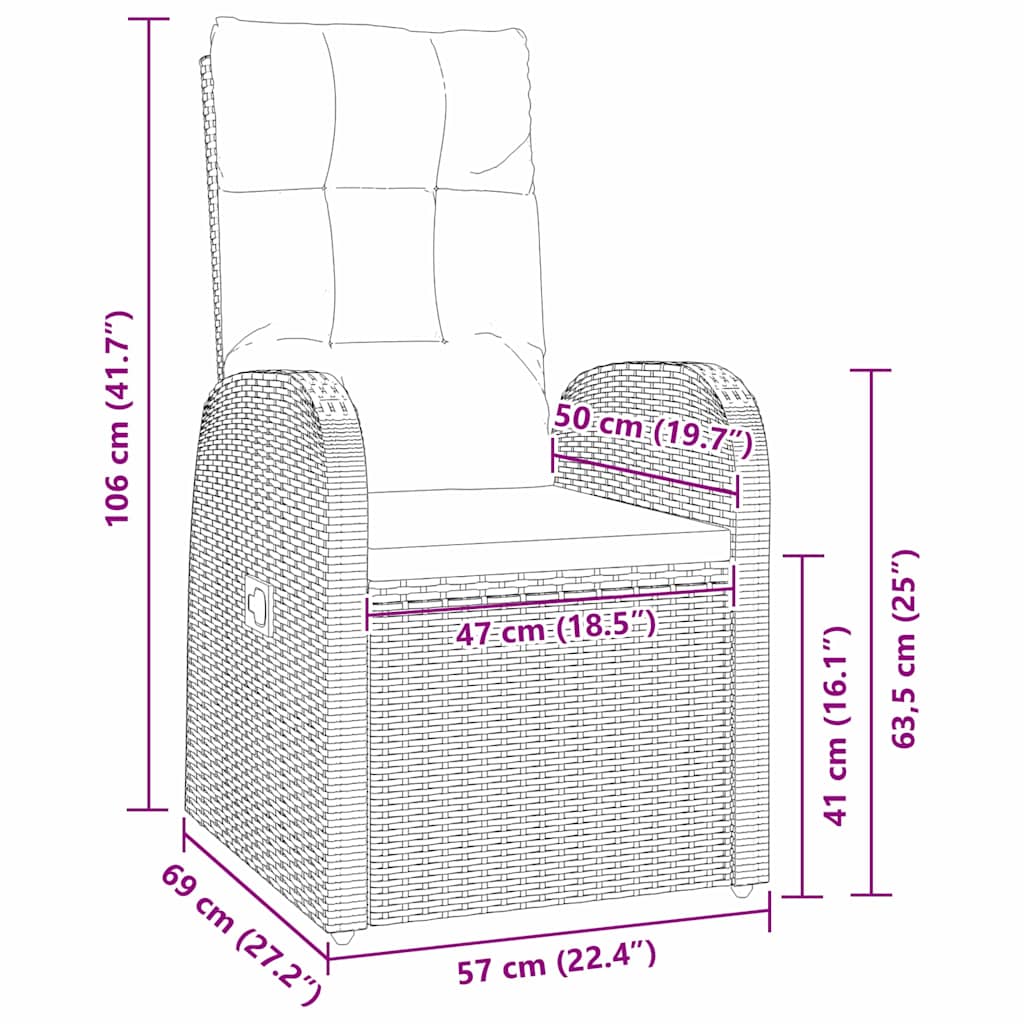 Have Spisebordssæt med pude 3 pcs Sort polyrattan