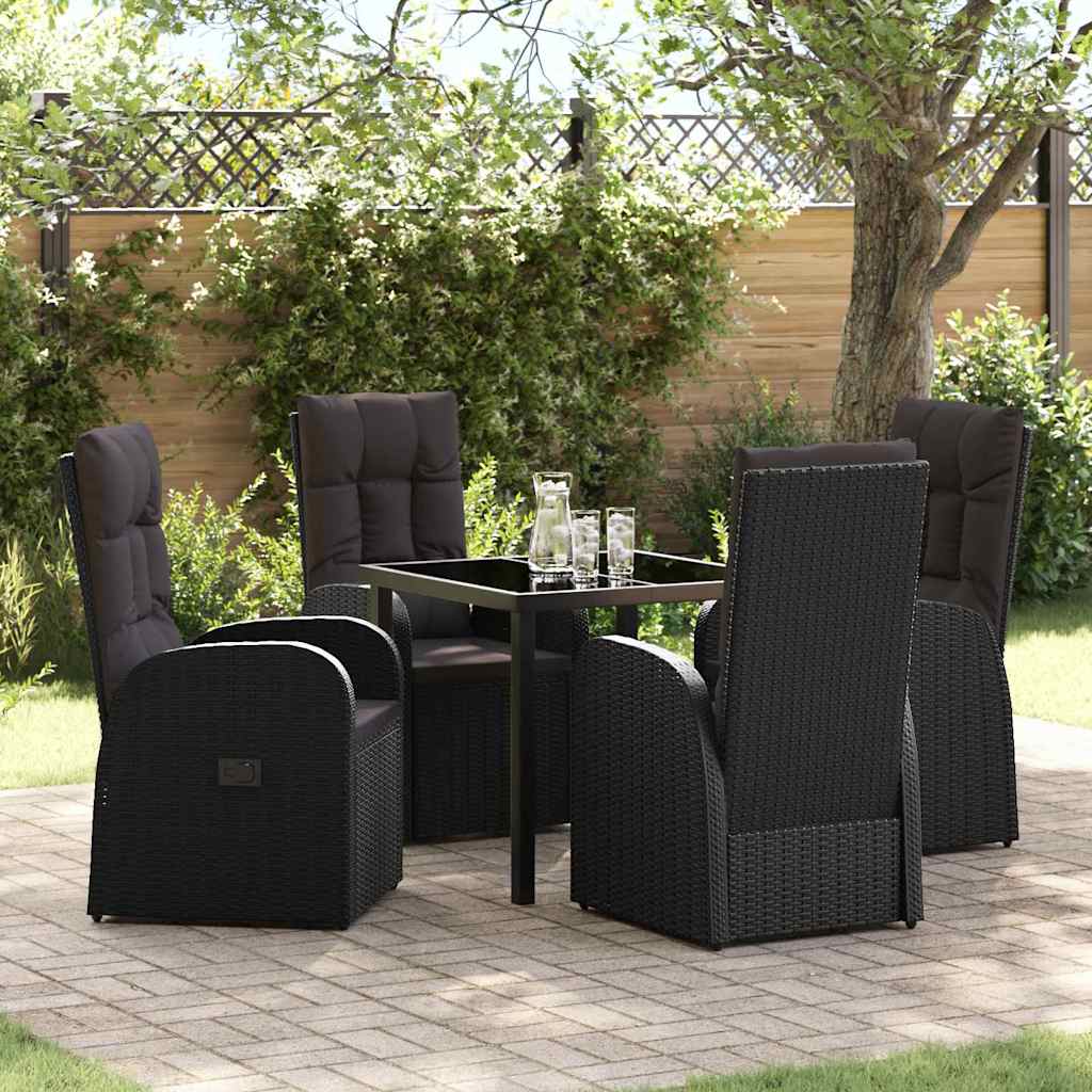 Have Spisebordssæt med pude 5 pcs Sort polyrattan