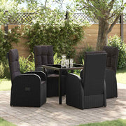 Have Spisebordssæt med pude 5 pcs Sort polyrattan
