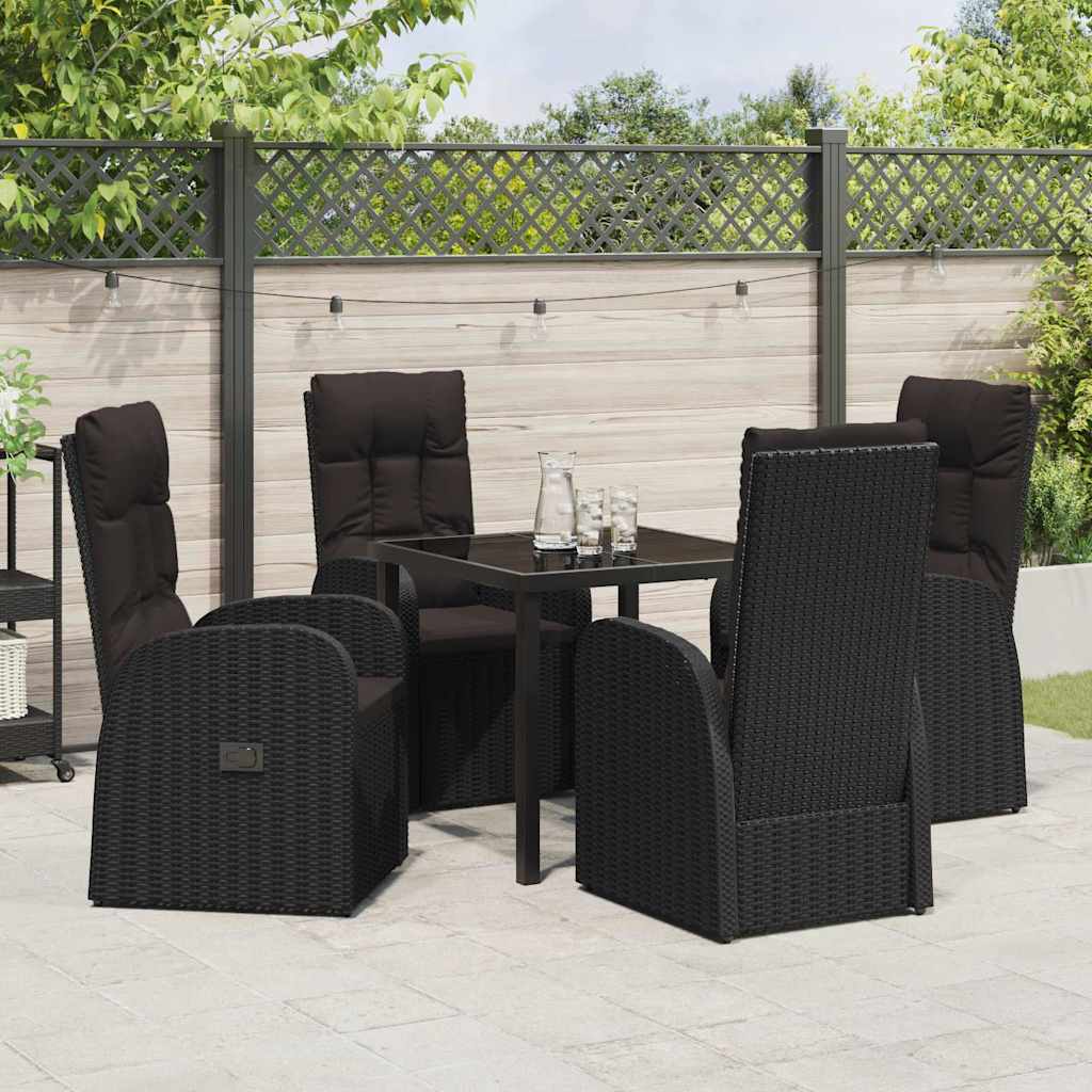 Have Spisebordssæt med pude 5 pcs Sort polyrattan
