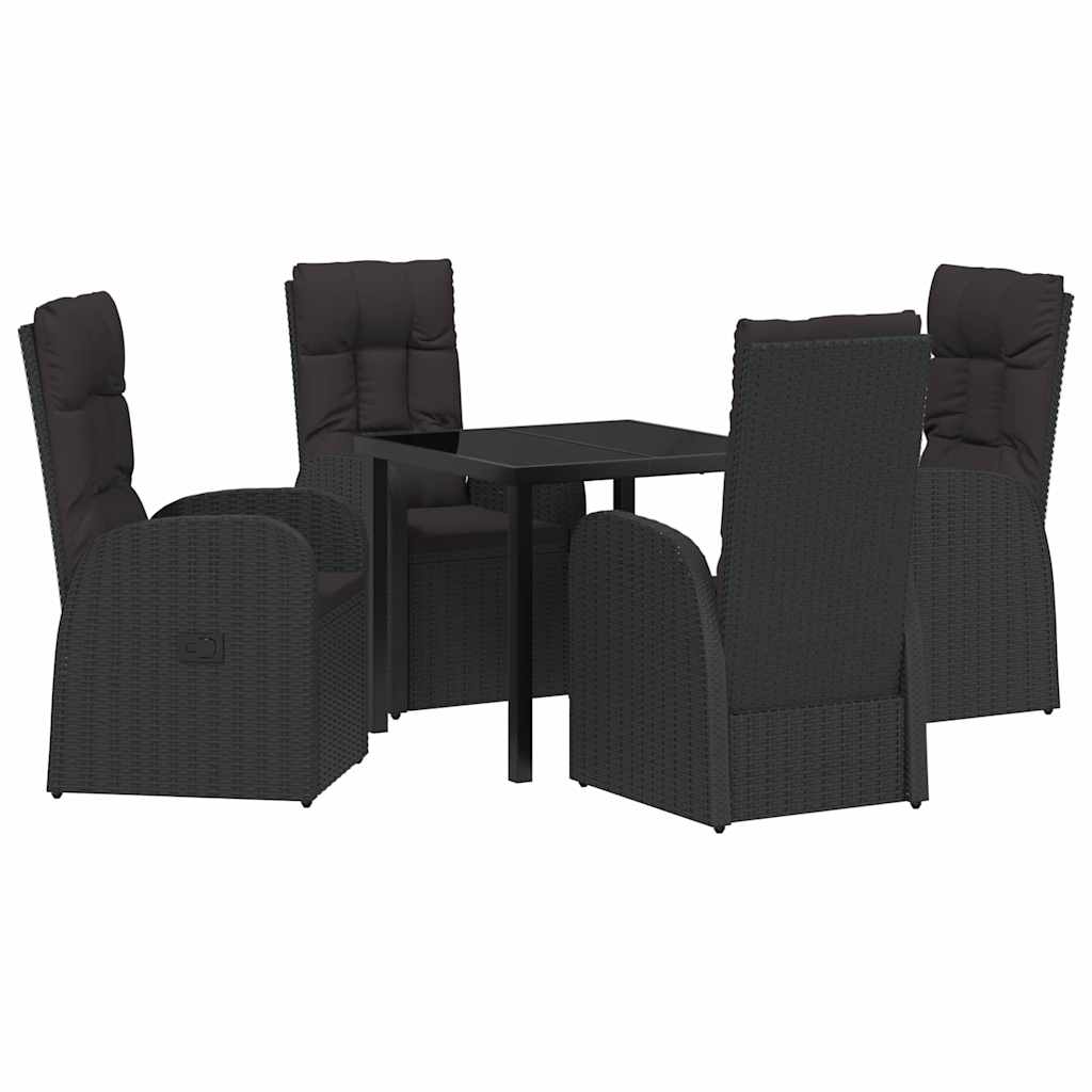 Have Spisebordssæt med pude 5 pcs Sort polyrattan