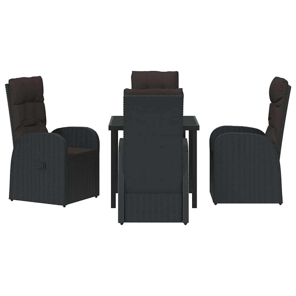 Have Spisebordssæt med pude 5 pcs Sort polyrattan