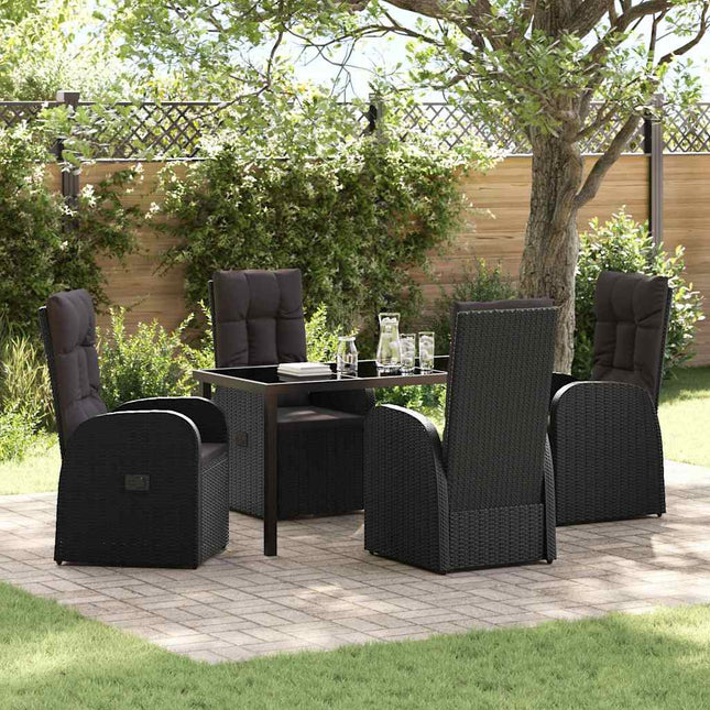 Have Spisebordssæt 5 stk. Sort polyrattan