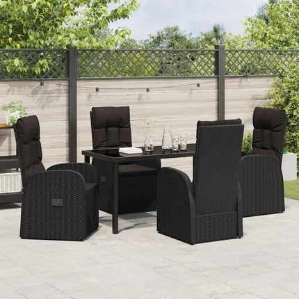 Have Spisebordssæt med pude 5 pcs Sort polyrattan