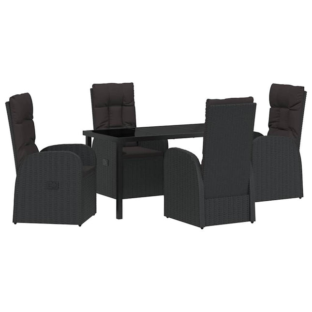 Have Spisebordssæt 5 stk. Sort polyrattan