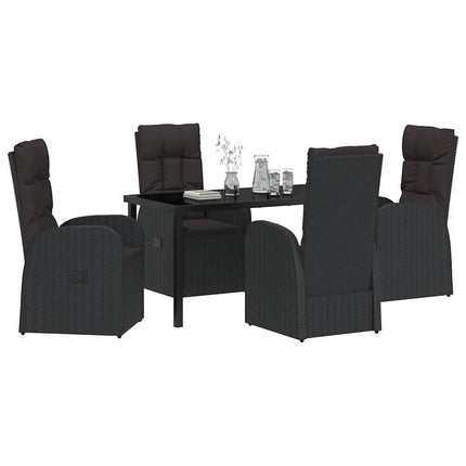 Have Spisebordssæt med pude 5 pcs Sort polyrattan