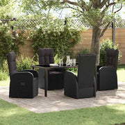 Have Spisebordssæt med pude 5 pcs Sort polyrattan