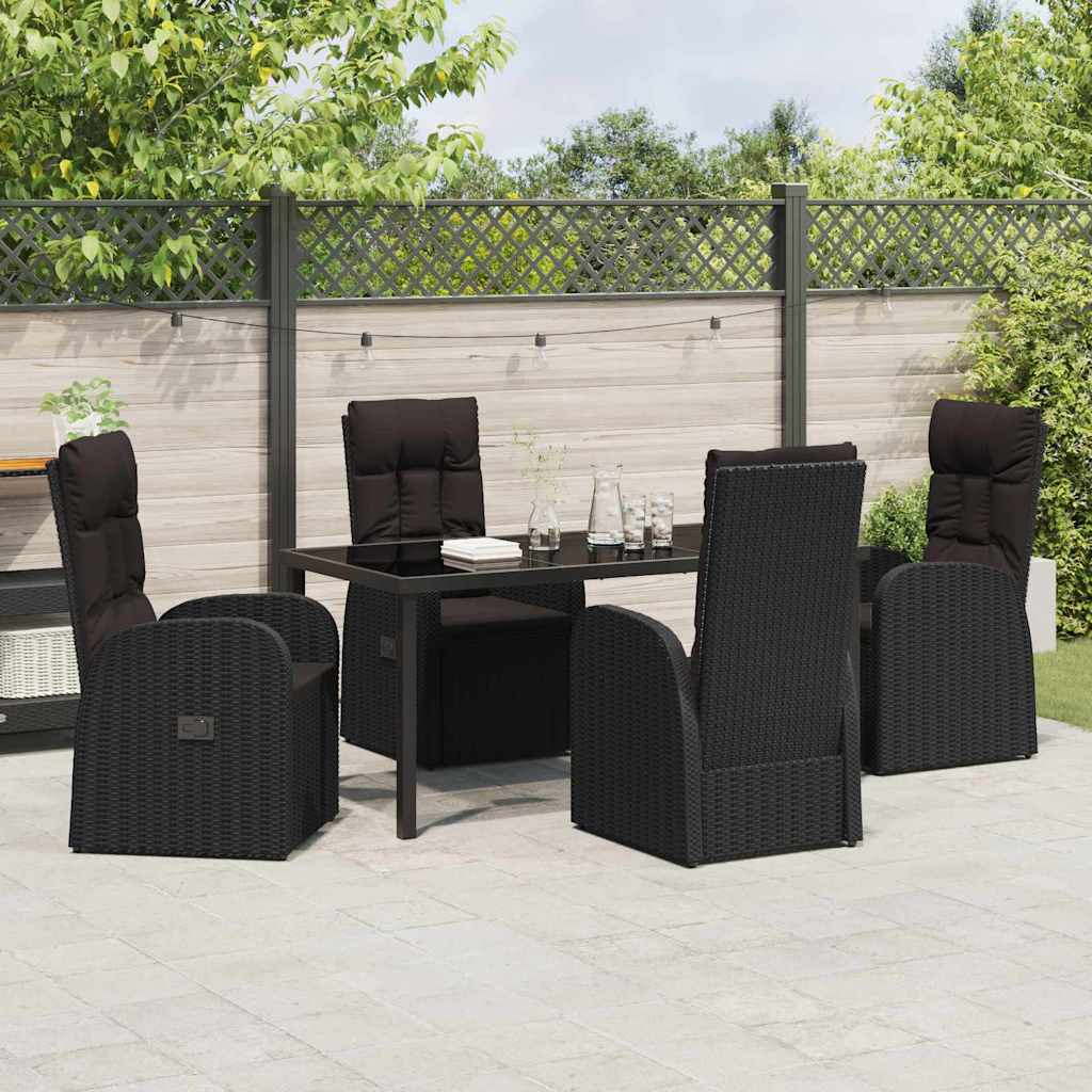 Have Spisebordssæt med pude 5 pcs Sort polyrattan