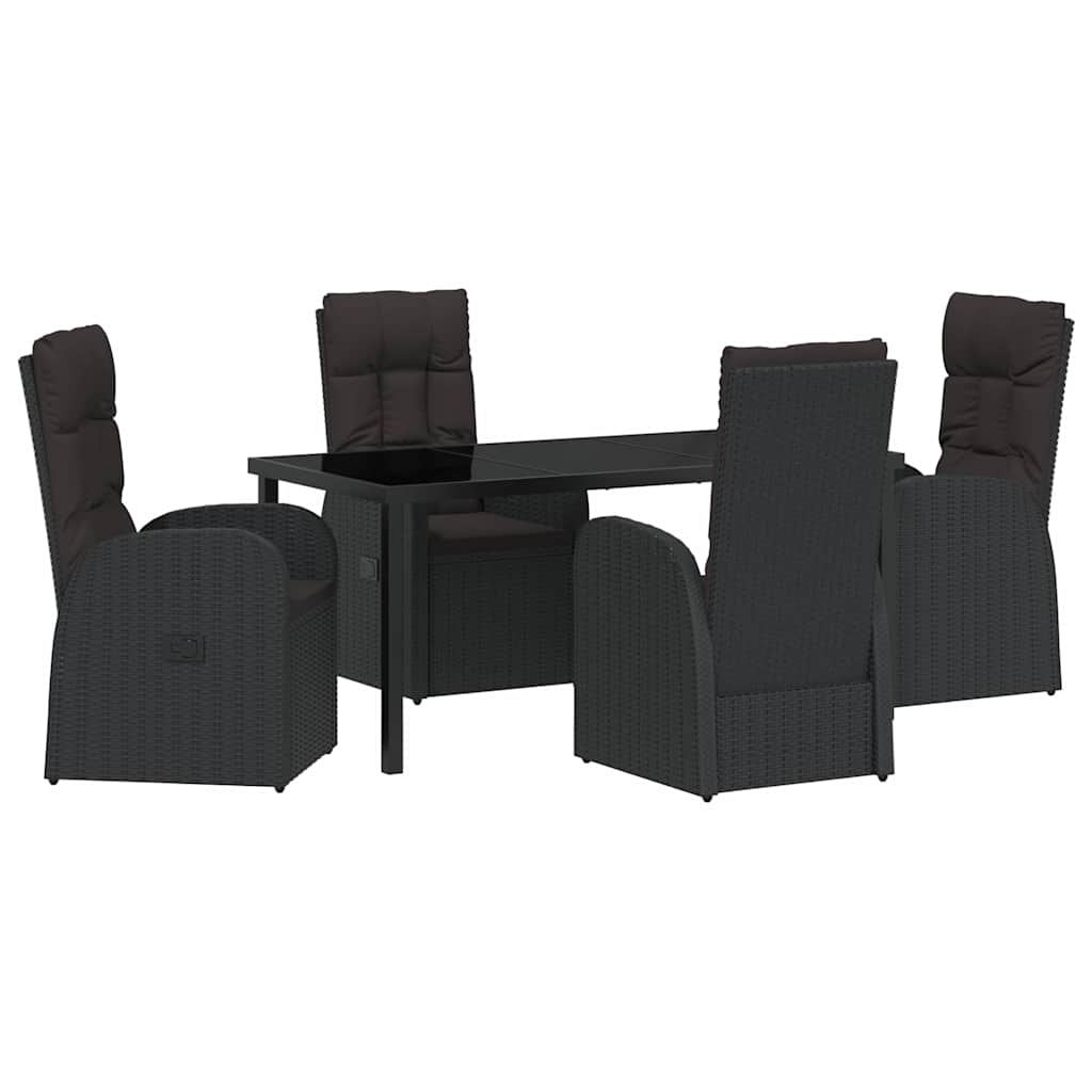 Have Spisebordssæt med pude 5 pcs Sort polyrattan