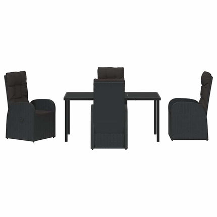 Have Spisebordssæt med pude 5 pcs Sort polyrattan