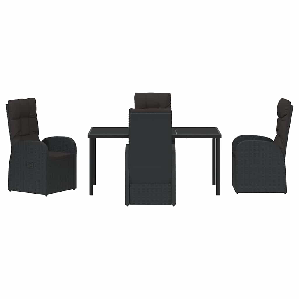 Have Spisebordssæt med pude 5 pcs Sort polyrattan