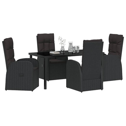 Have Spisebordssæt med pude 5 pcs Sort polyrattan
