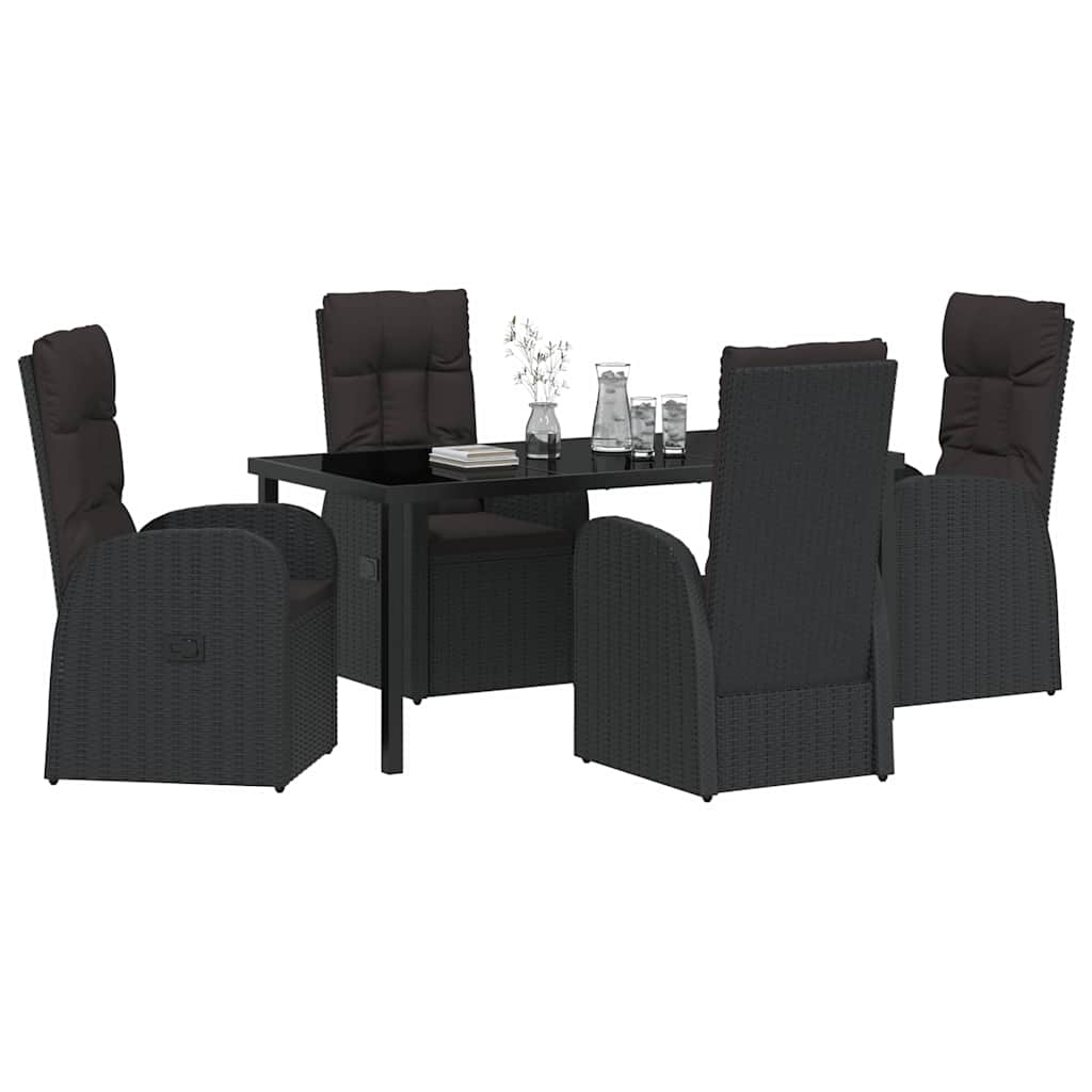 Have Spisebordssæt med pude 5 pcs Sort polyrattan