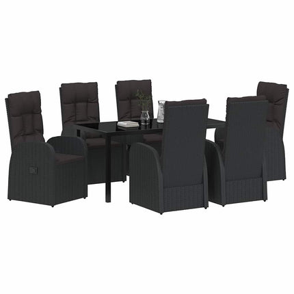 Have Spisebordssæt med pude 7 pcs Sort polyrattan
