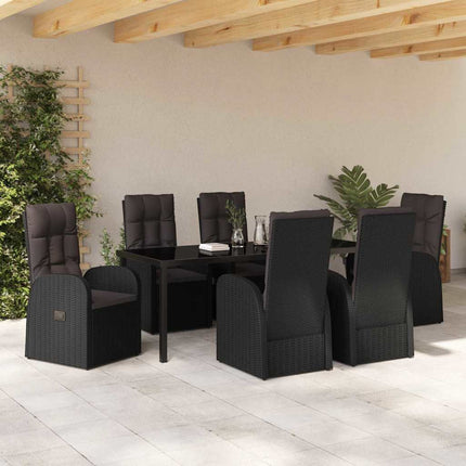 Have Spisebordssæt med pude 7 pcs Sort polyrattan