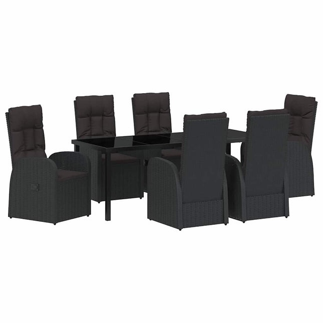 Have Spisebordssæt 7 stk. Sort polyrattan