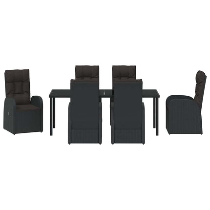 Have Spisebordssæt med pude 7 pcs Sort polyrattan