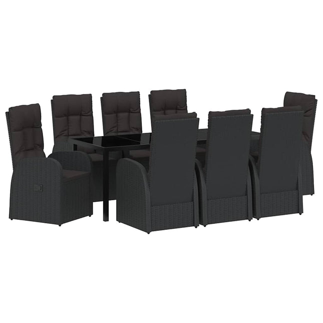 Have Spisebordssæt 9 stk. Sort polyrattan