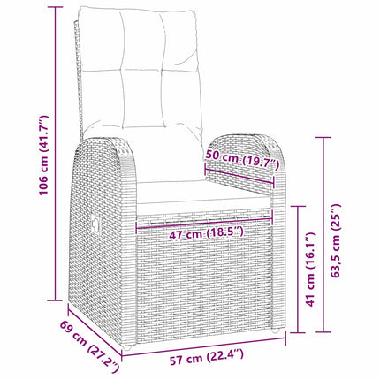 Have Spisebordssæt med pude 9 pcs Sort polyrattan