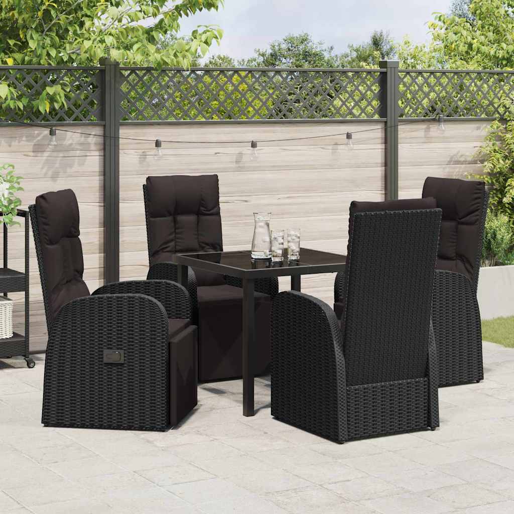 Have Spisebordssæt med pude 5 pcs Sort polyrattan